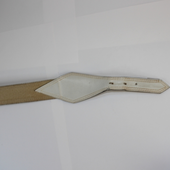 RARE Vintage Salvatore Ferragamo White Western Leather Tip Gold accent Belt SZ S